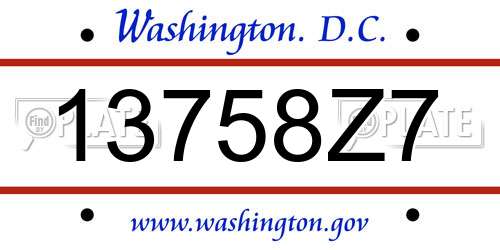 13758Z7 District Of Columbia License Plate