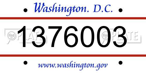 1376003 District Of Columbia License Plate