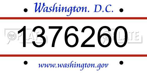 1376260 District Of Columbia License Plate