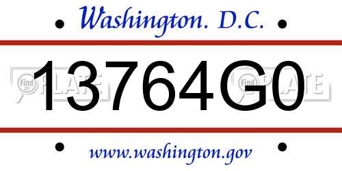 13764G0 District Of Columbia License Plate