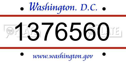 1376560 District Of Columbia License Plate