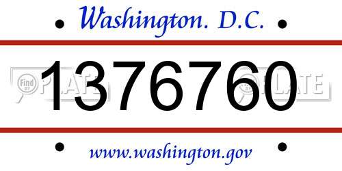 1376760 District Of Columbia License Plate