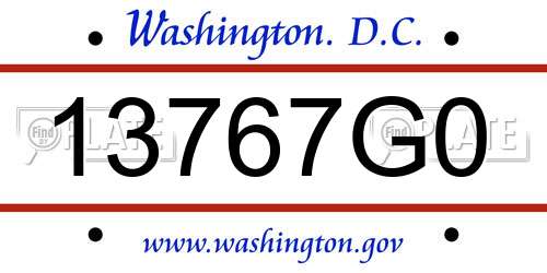 13767G0 District Of Columbia License Plate