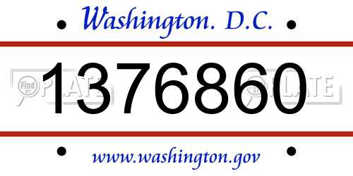 1376860 District Of Columbia License Plate