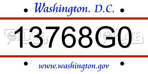 13768G0 District Of Columbia License Plate