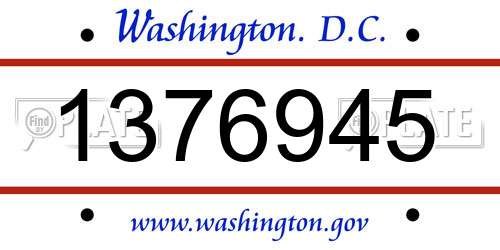 1376945 District Of Columbia License Plate
