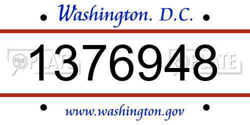 1376948 District Of Columbia License Plate