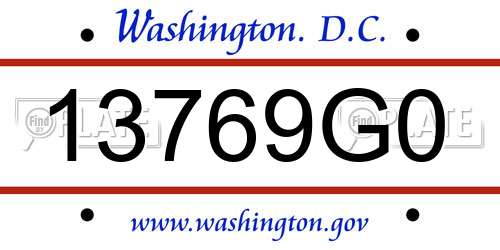 13769G0 District Of Columbia License Plate