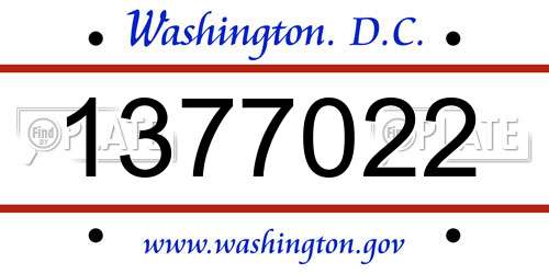 1377022 District Of Columbia License Plate