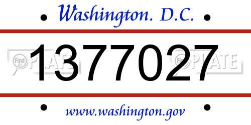 1377027 District Of Columbia License Plate