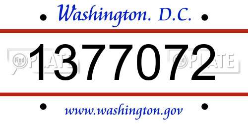 1377072 District Of Columbia License Plate