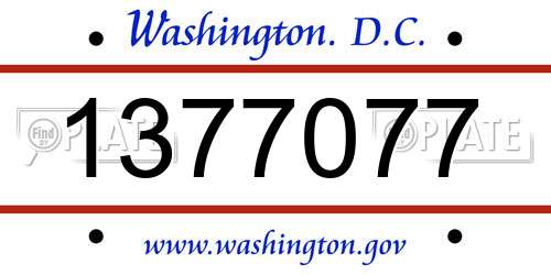 1377077 District Of Columbia License Plate