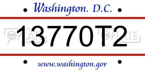 13770T2 District Of Columbia License Plate