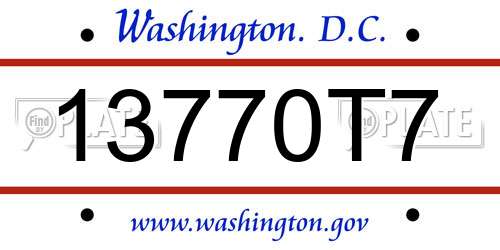 13770T7 District Of Columbia License Plate