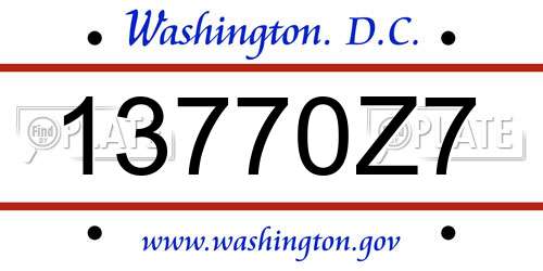 13770Z7 District Of Columbia License Plate