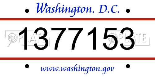 1377153 District Of Columbia License Plate