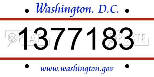 1377183 District Of Columbia License Plate