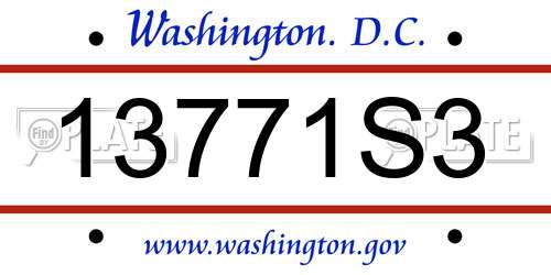 13771S3 District Of Columbia License Plate