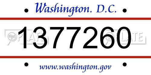 1377260 District Of Columbia License Plate