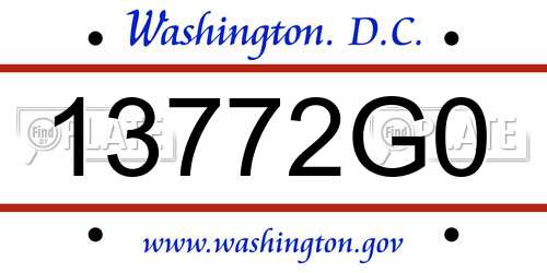 13772G0 District Of Columbia License Plate