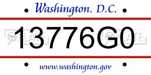 13776G0 District Of Columbia License Plate
