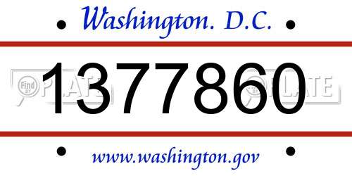 1377860 District Of Columbia License Plate