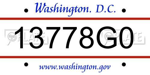 13778G0 District Of Columbia License Plate