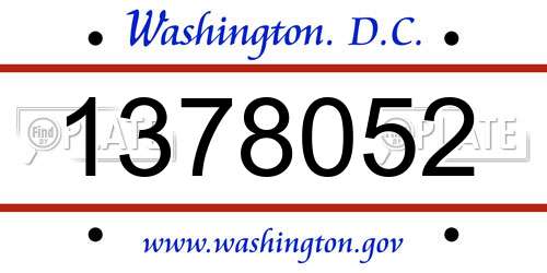 1378052 District Of Columbia License Plate