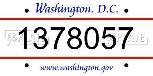 1378057 District Of Columbia License Plate