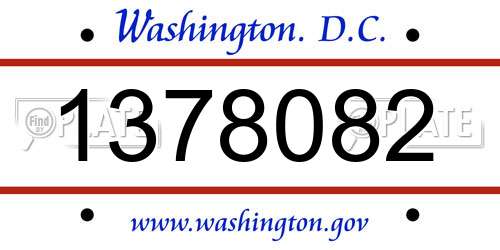 1378082 District Of Columbia License Plate