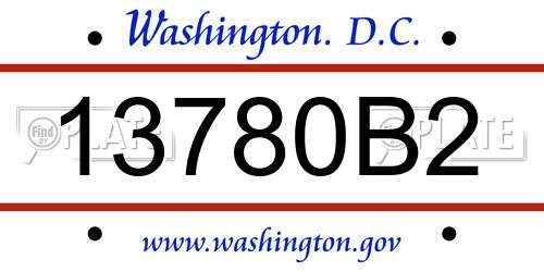 13780B2 District Of Columbia License Plate