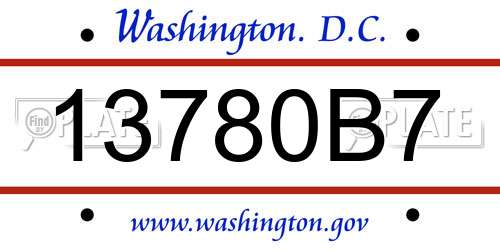 13780B7 District Of Columbia License Plate