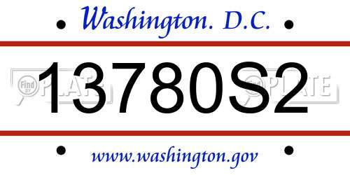 13780S2 District Of Columbia License Plate