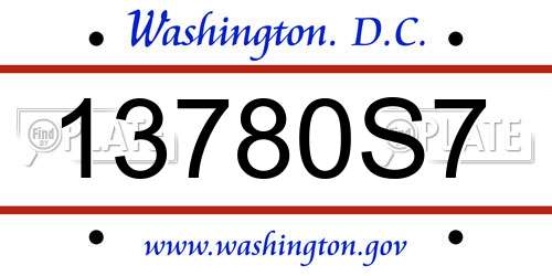 13780S7 District Of Columbia License Plate