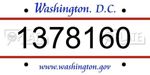 1378160 District Of Columbia License Plate