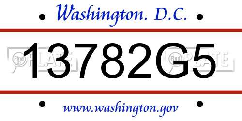13782G5 District Of Columbia License Plate