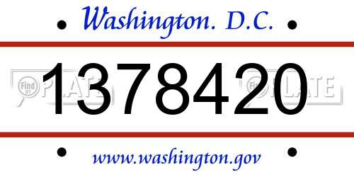 1378420 District Of Columbia License Plate