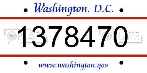1378470 District Of Columbia License Plate