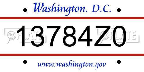 13784Z0 District Of Columbia License Plate