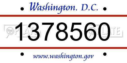 1378560 District Of Columbia License Plate