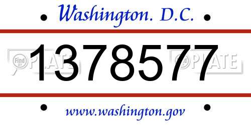 1378577 District Of Columbia License Plate
