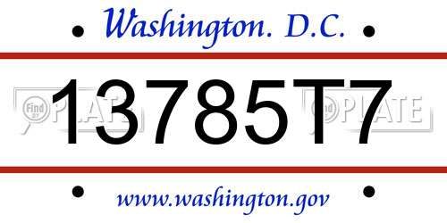 13785T7 District Of Columbia License Plate