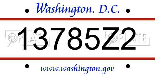 13785Z2 District Of Columbia License Plate