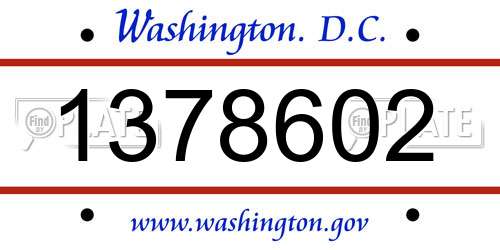 1378602 District Of Columbia License Plate