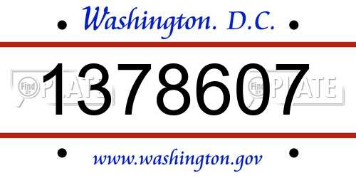 1378607 District Of Columbia License Plate