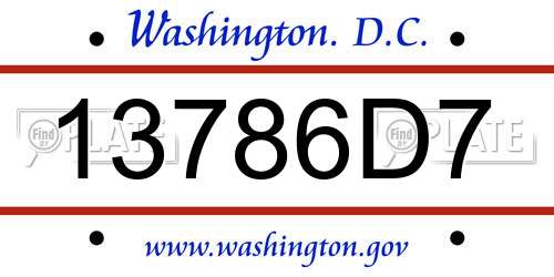 13786D7 District Of Columbia License Plate