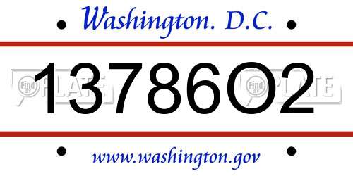 13786O2 District Of Columbia License Plate