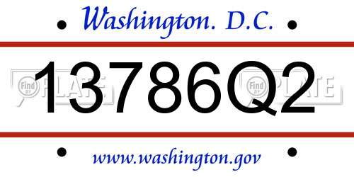 13786Q2 District Of Columbia License Plate