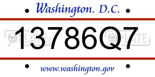 13786Q7 District Of Columbia License Plate