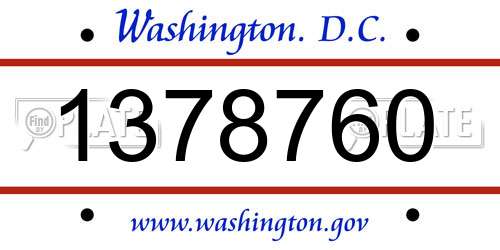 1378760 District Of Columbia License Plate
